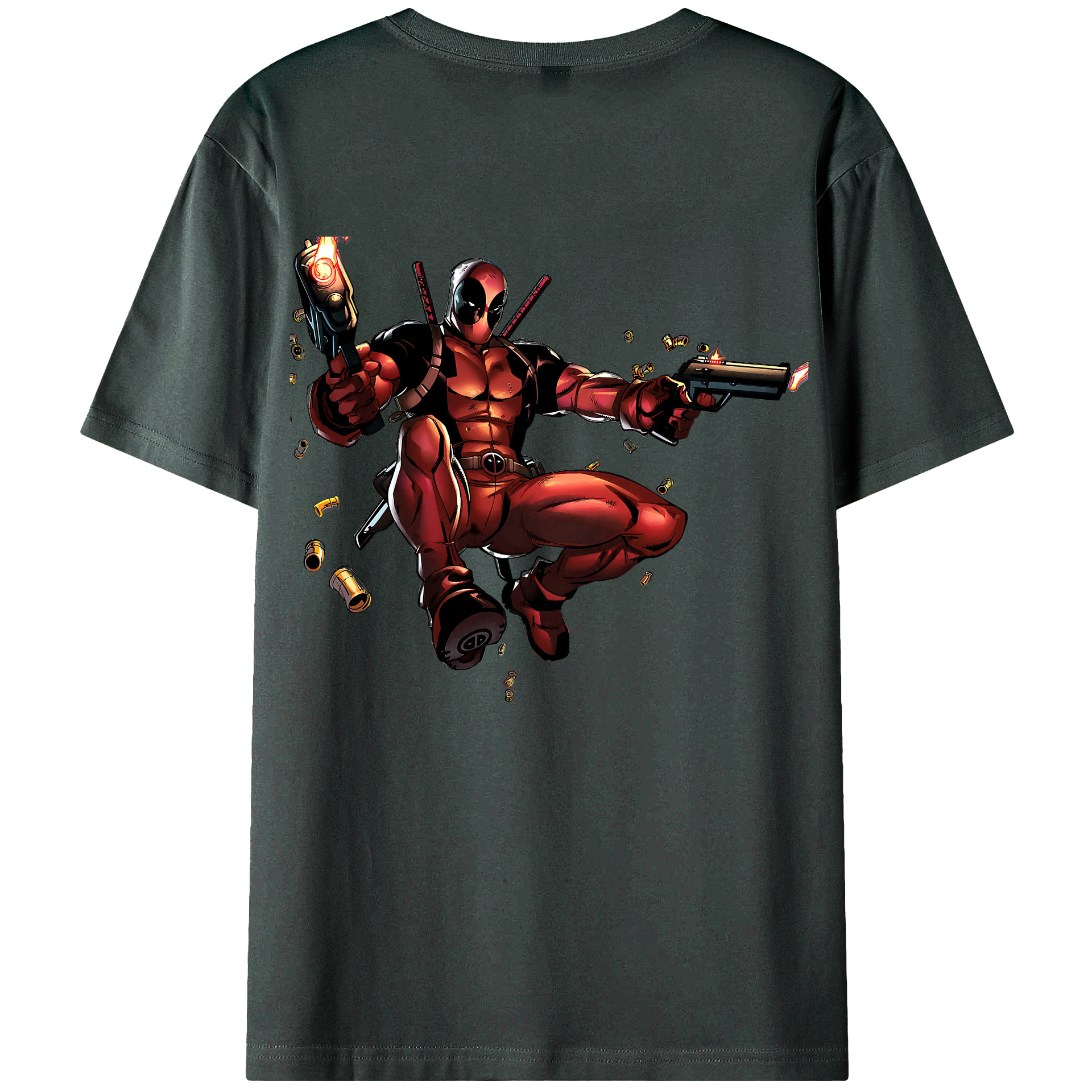（画像用） Deadpool デッドプール 綿100％ メンズ半袖Tシャツ（バックプリント） 通気性